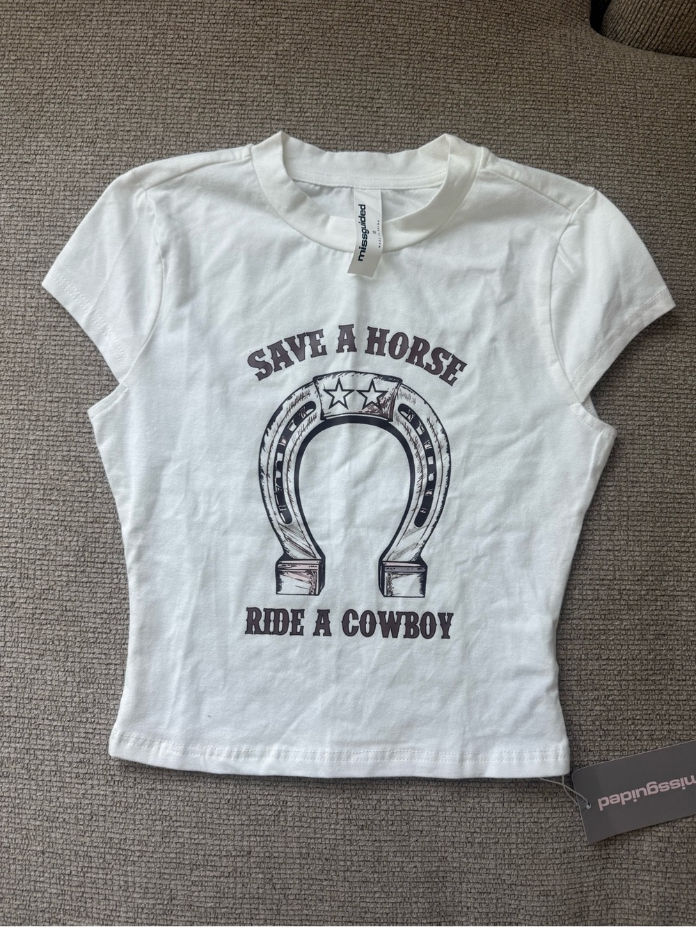 Save A Horse White Graphic Tee- missguided